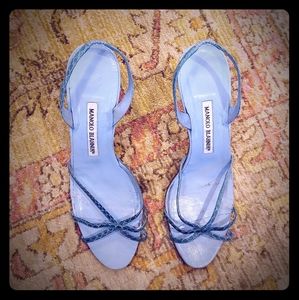 Manolo Blahnik Light Blue Strappy Heels